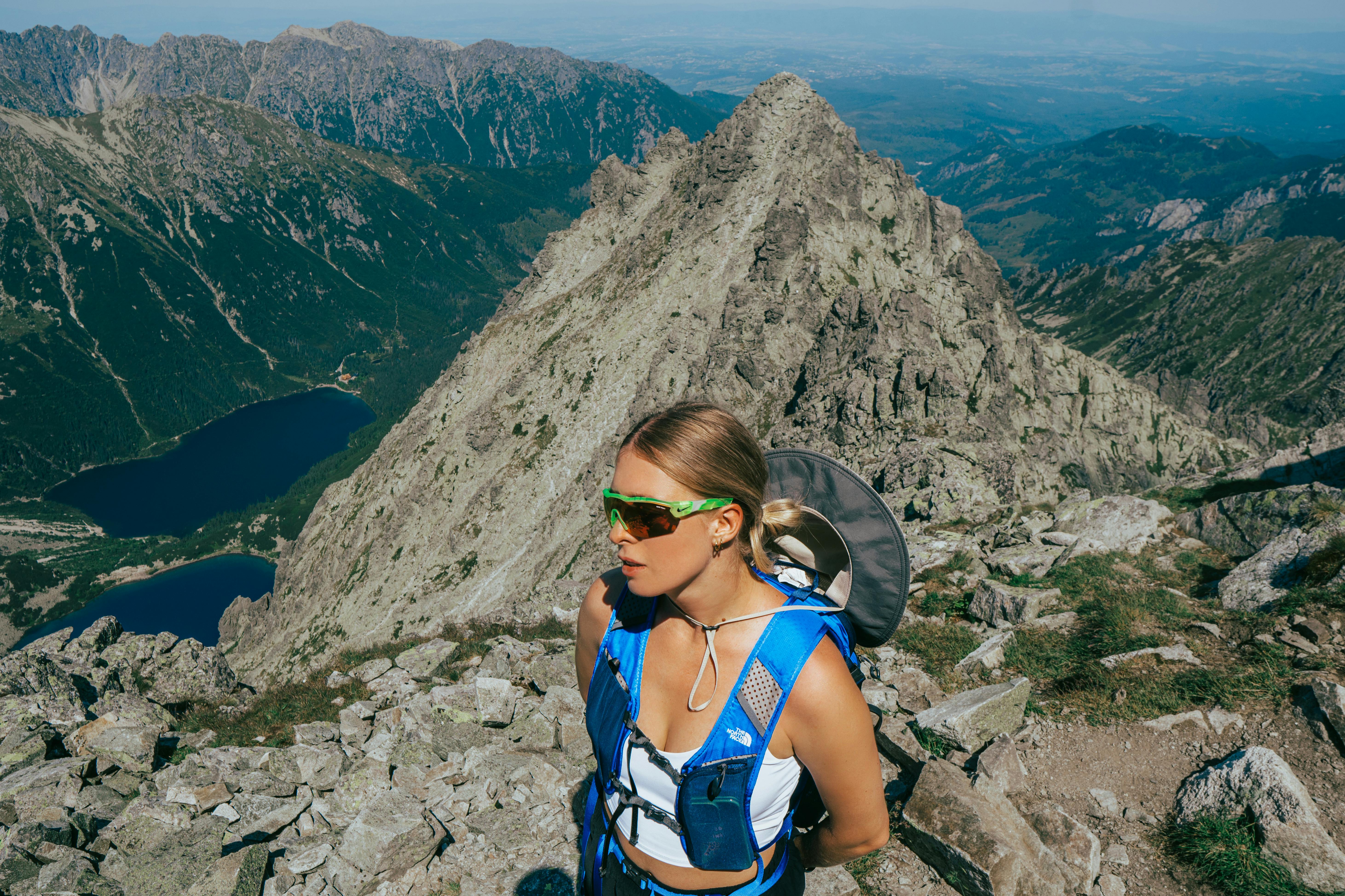 Hiking sunglasses on a rocky trail surface